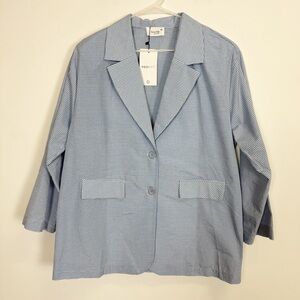 Touche Prive Jacket Womens 42 US 10 Blue Gingham Check Cotton Blend NWT